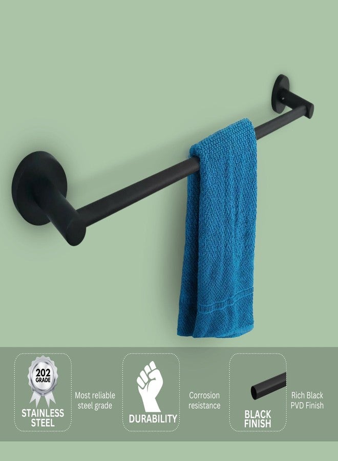 Pathavi Stainless Steel Towel Rod - Wall Mounted, Rust-Resistant Towel Bar for Bath & Kitchen - Space Saving Modern Towel Holder (24 Inch - Black Finish, Pack of 1) - Image 3